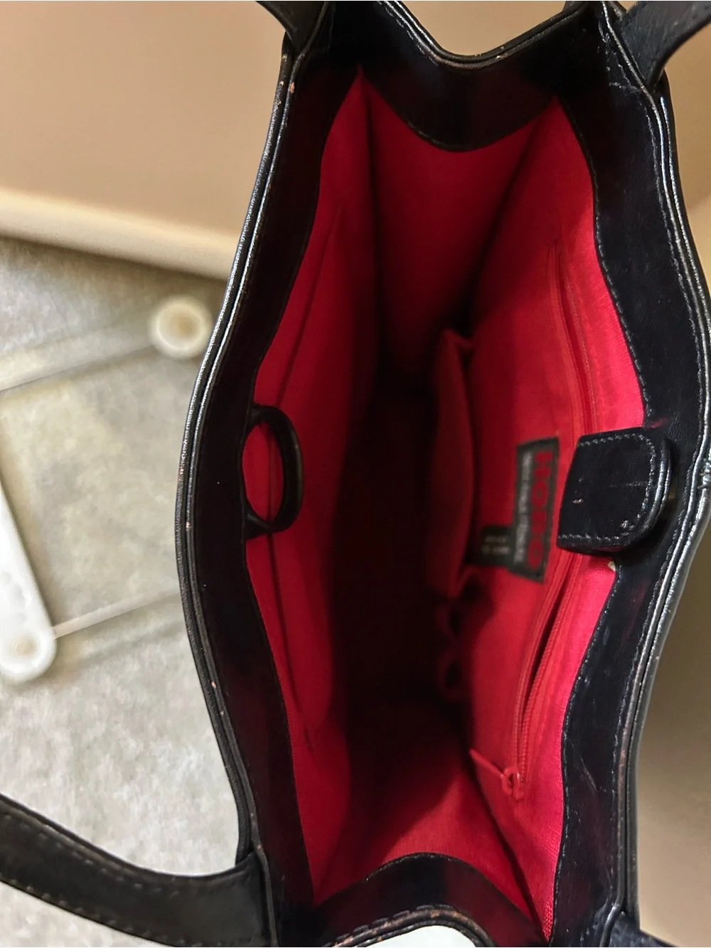 HOBO Red Interior Leather-Trim Tote